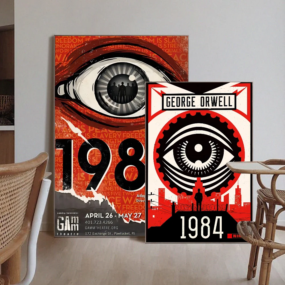 

1984 George Orwell Poster Self-adhesive Art Poster Retro Kraft Paper Sticker DIY Room Bar Cafe Vintage Decorative Painting