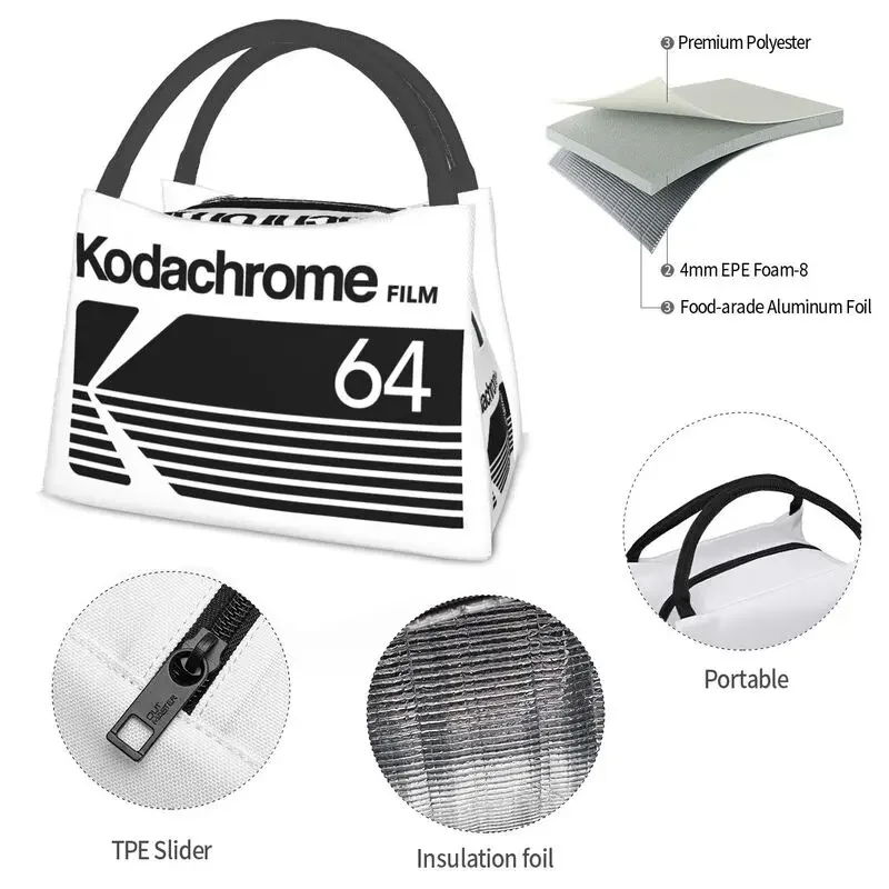 Kodak Kodachrome Logo Resuable Lunch box fotografo Thermal Cooler Food Insulated Lunch Bag Travel Work Pinic Container