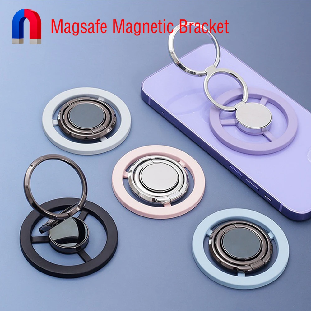 

For Magsafe Magnetic Mechanical Free Rotation 1Pcs Strong Suction Rotating 360 Wall Stickers Everywhere Folding Ring Phone