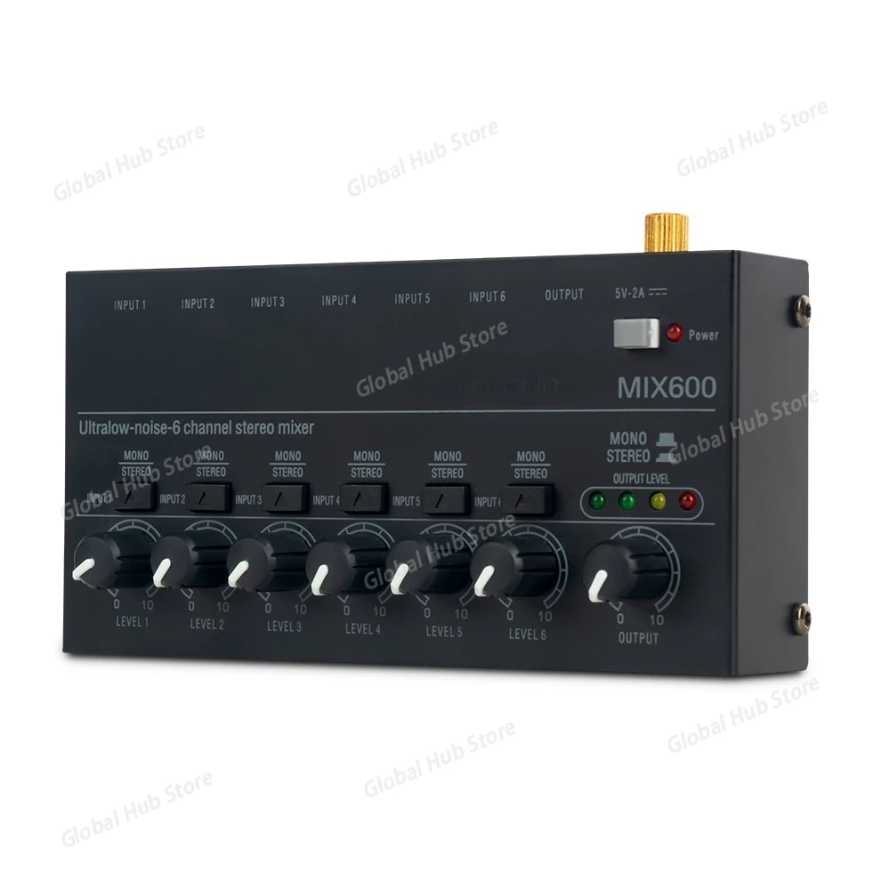 For Ultra-compact 6-channel Stereo Audio Mixer Suitable for Home Studio Recording and Live Streaming with Low Noise