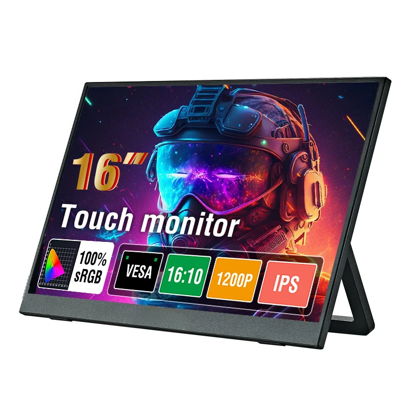 16Inch High-Definition Portable Monitor with One-Line Touch Control and Stand, External Expansion Screen for Mobile Phones