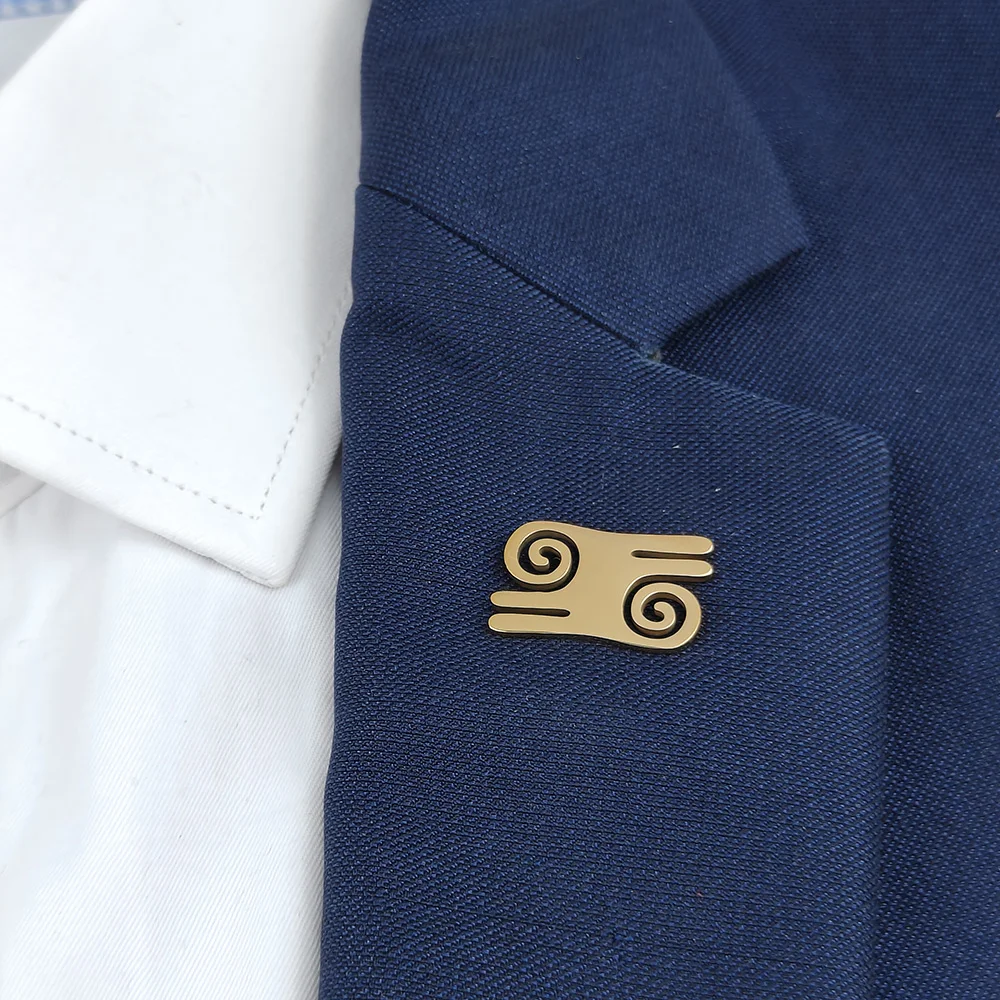 316L Stainless Steel 18K Gold Plated Abstract Spiral Hand Lapel Pin Minimal Hollow Brooch Suit Collar Pin Fashion Jewelry Gift