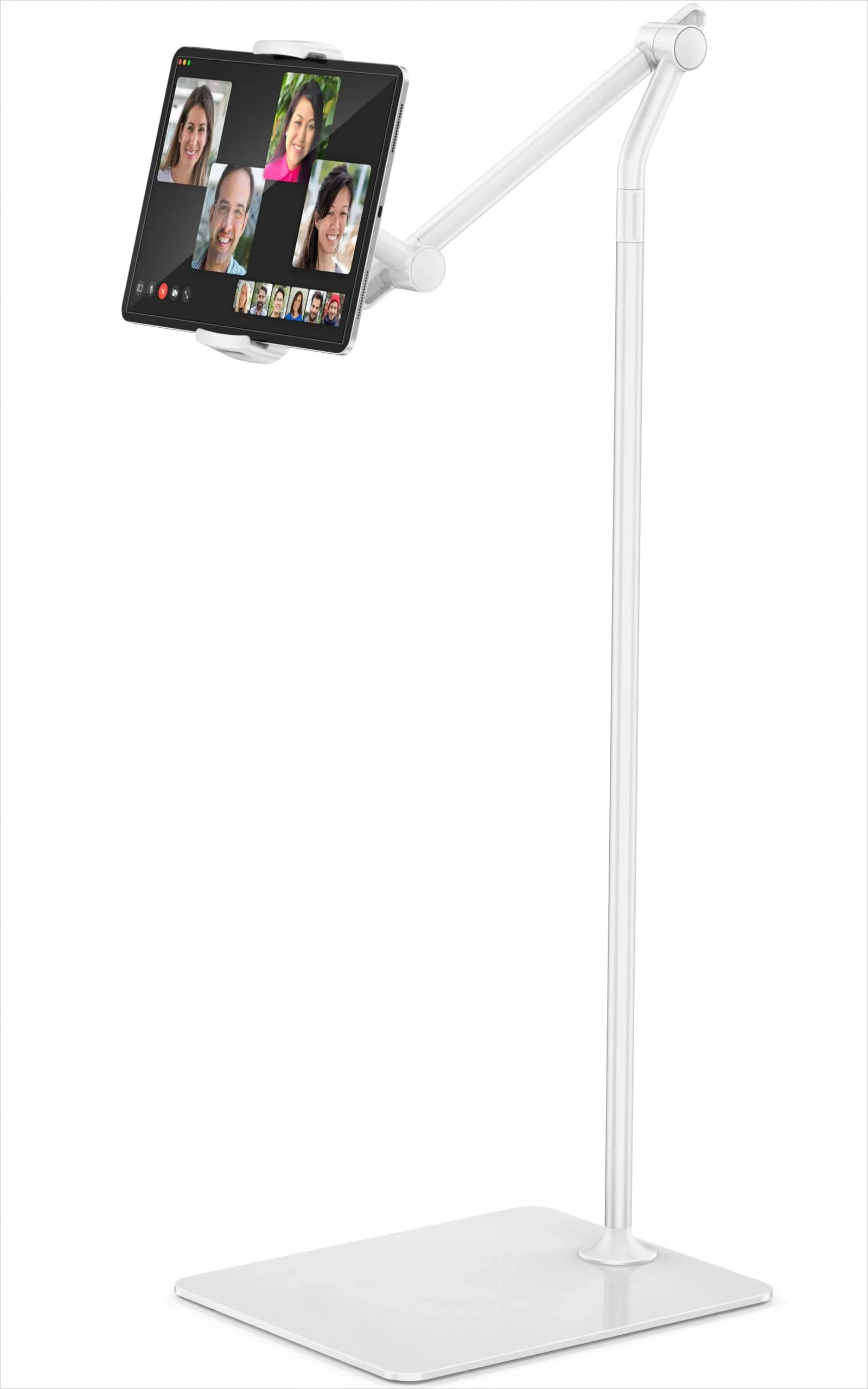 Adjustable Tablet Floor Stand, 360° Rotating Metal & Plastic Holder, Fits 4.7"-12.9" IPhones,for IPads & Tablets Universal