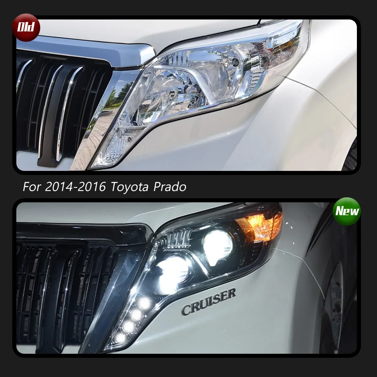 

Auto Accessories Car For Toyota Prado 2014-2016 Headlight Upgrade Modified to New DRL Dynamic Turn Signal LED Headlight