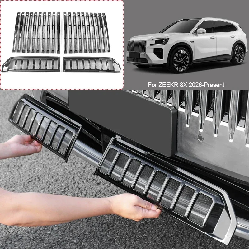 ABS Car Modify Front Buckle Insect Proof Net Auto Front Bumper Center Intake Grille Cover Accessory For ZEEKR 8X 2026-Present