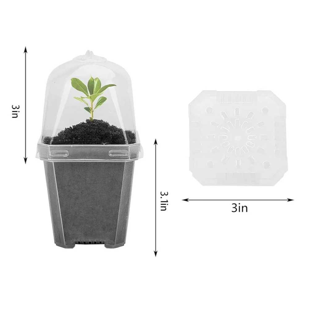 Transparent 3 Inch Plastic Nursery Pot with Humidity Dome for Controlled Environment Plant Propagation Indoors