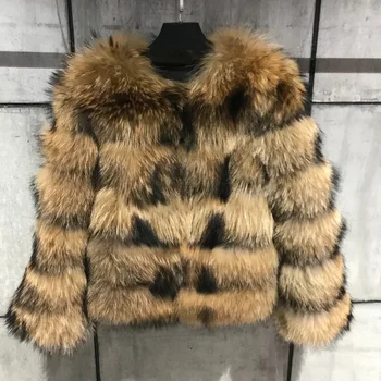 Women Fake Raccoon Fur Jacket Autumn Winter Faux Fur Fox Coats Short Coat Jackets Furry Outerwear Elegant Thick Warm Coats 5