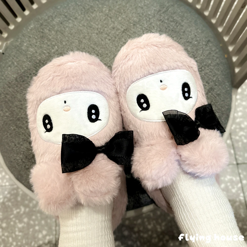 Lolita Slippers Kuromi My Melody Japanese Style Indoor Shoes Cartoon Anime Warm Slippers Autumn Winter Flat Non-slip