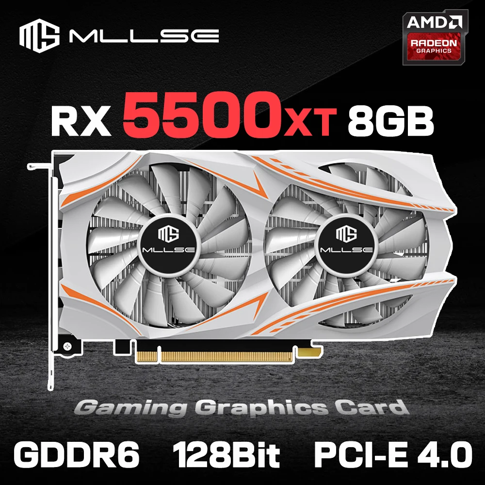 MLLSE RX 5500XT 8GB 그래픽 카드, 7NM 128 비트 GDDR6 8 핀 PCI 익스프레스 4.0x8 1717MHz DP * 3 데스크탑 게임용 비디오 카드