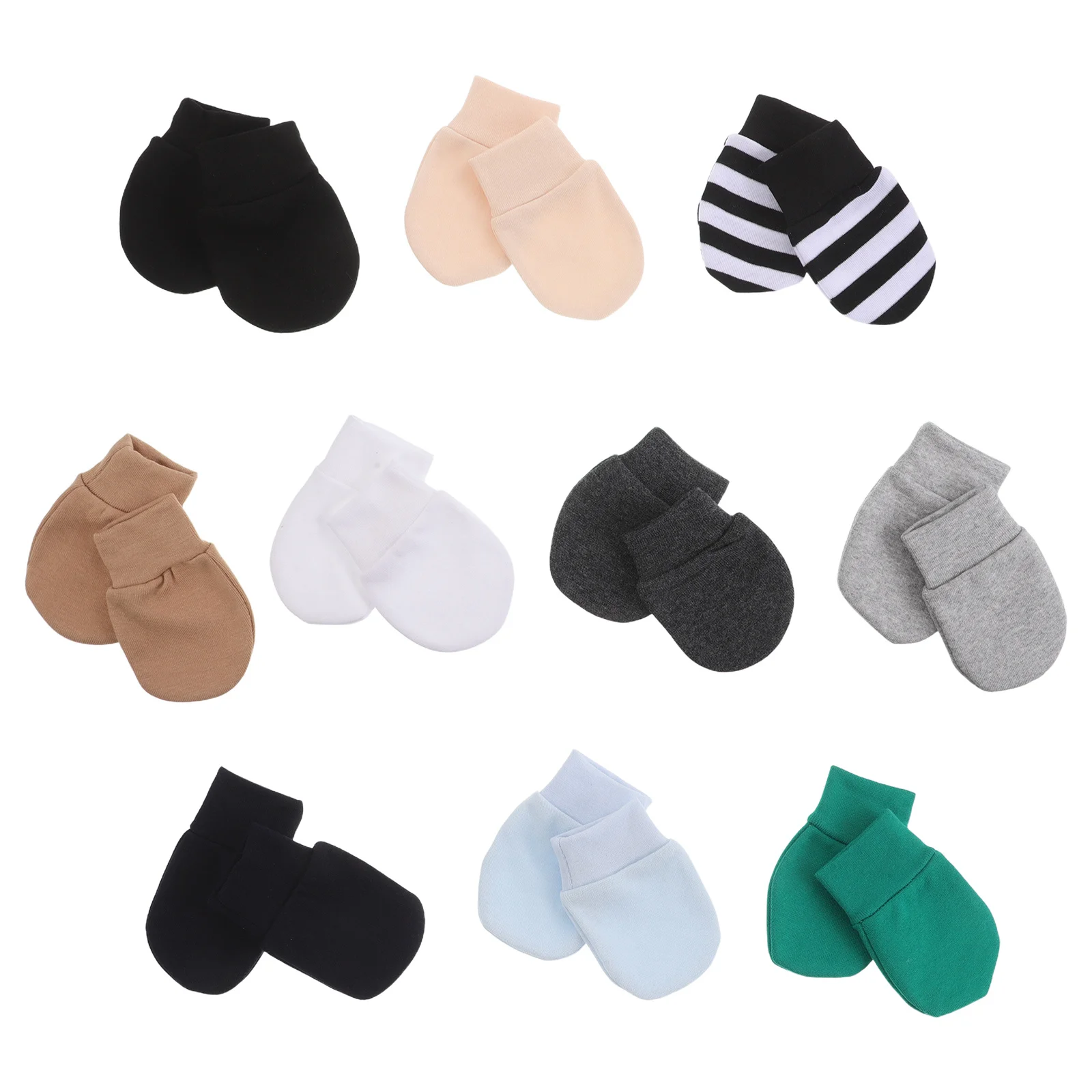 

10Pairs Newborn Baby Mittens Single Layer Soft Breathable Protective Hand Covers Anti Scratch Infant Gloves for Autumn Winter