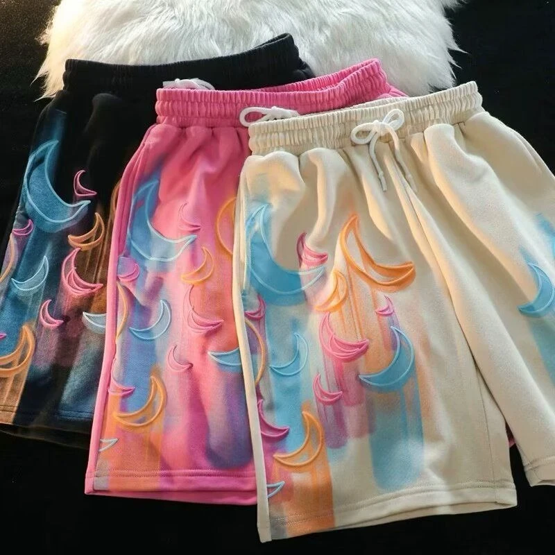 

Retro American Style 5-Inch Shorts Colorful Hand-Painted Star Pattern Loose Fit Men's Summer Casual Shorts 2026 New Design