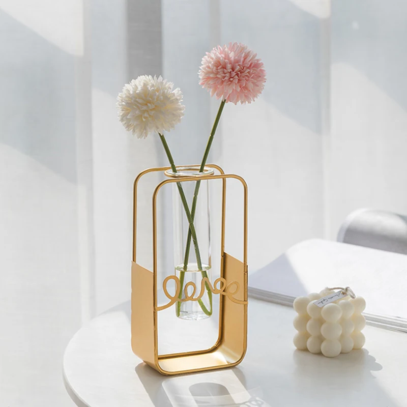 

Creative Ins Metal Hydroponic Test Tube Glass Wall Hanging Wall Decoration Desktop Vase Table Decoration Home Decor Container