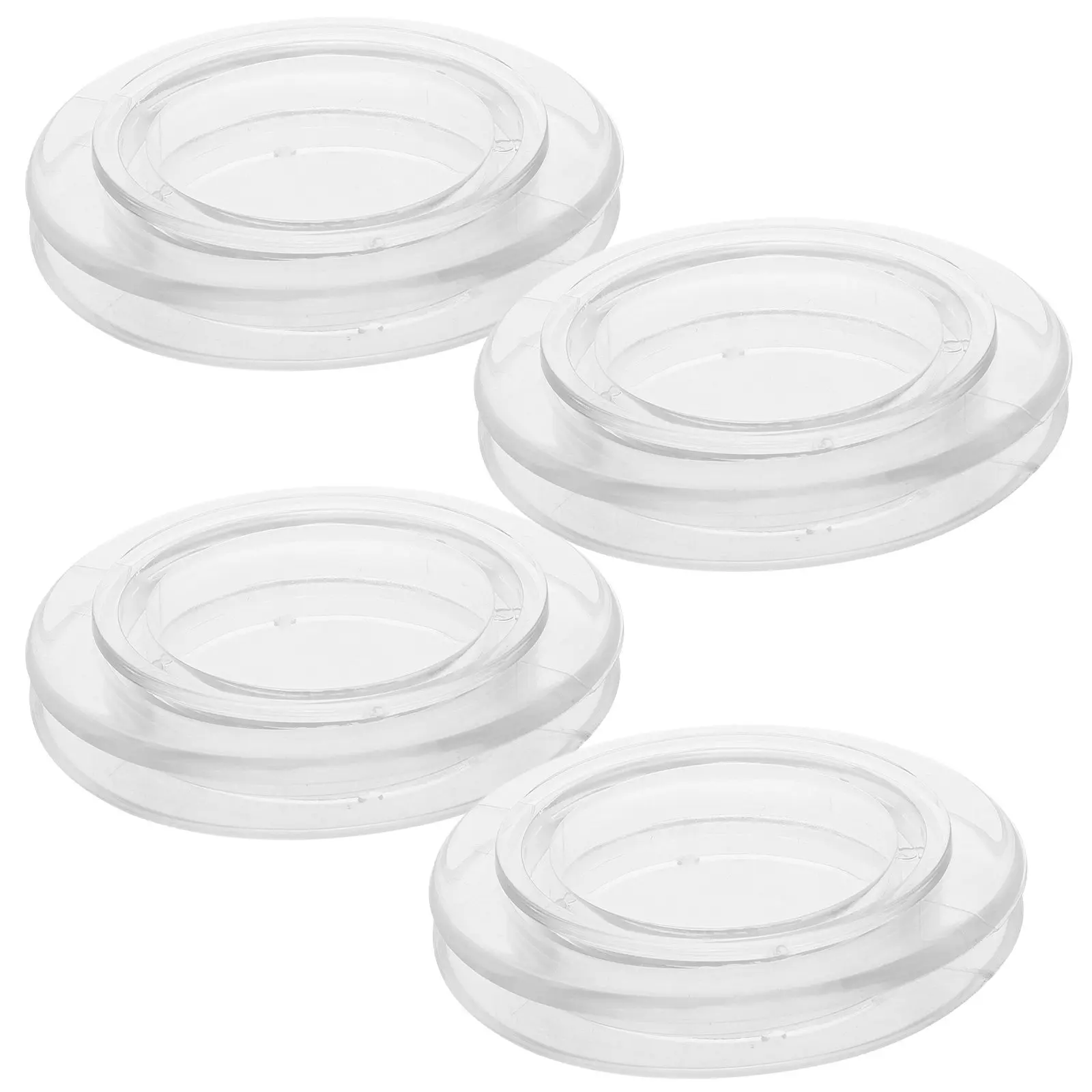 4Sets Transparent Silicone Table Umbrella Hole Ring with Caps High Temp Resistant Wear Resistant for Patio Yard Bar Coffee Shop