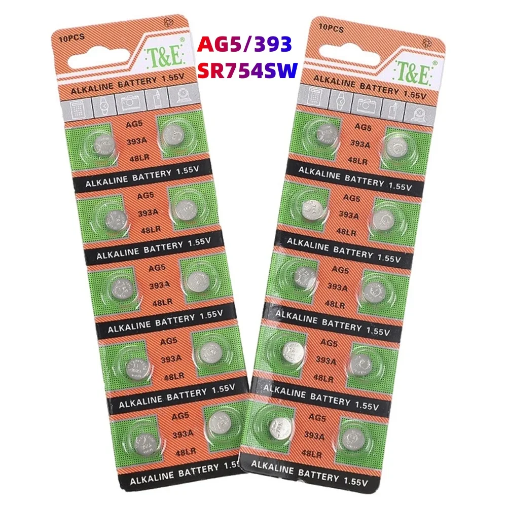 AG5 LR754 2-50PCS Button Batteries SR754 193 393 Round Cell Coin Alkaline Battery L754 SR754SW LR48 For Watch Toys Clock 1.55V