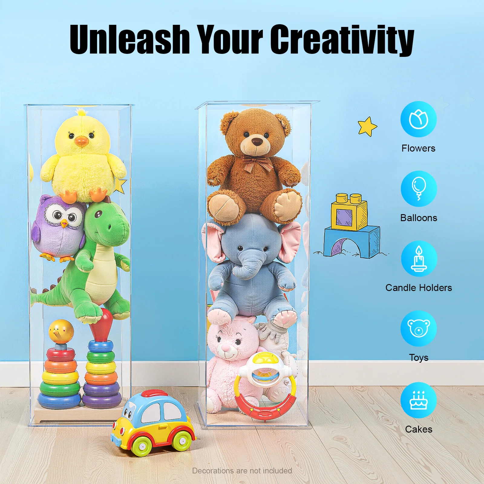

2PCS Clear Acrylic Display Stand for Wedding Party, Modern Plant Flower Shelf Table Decor