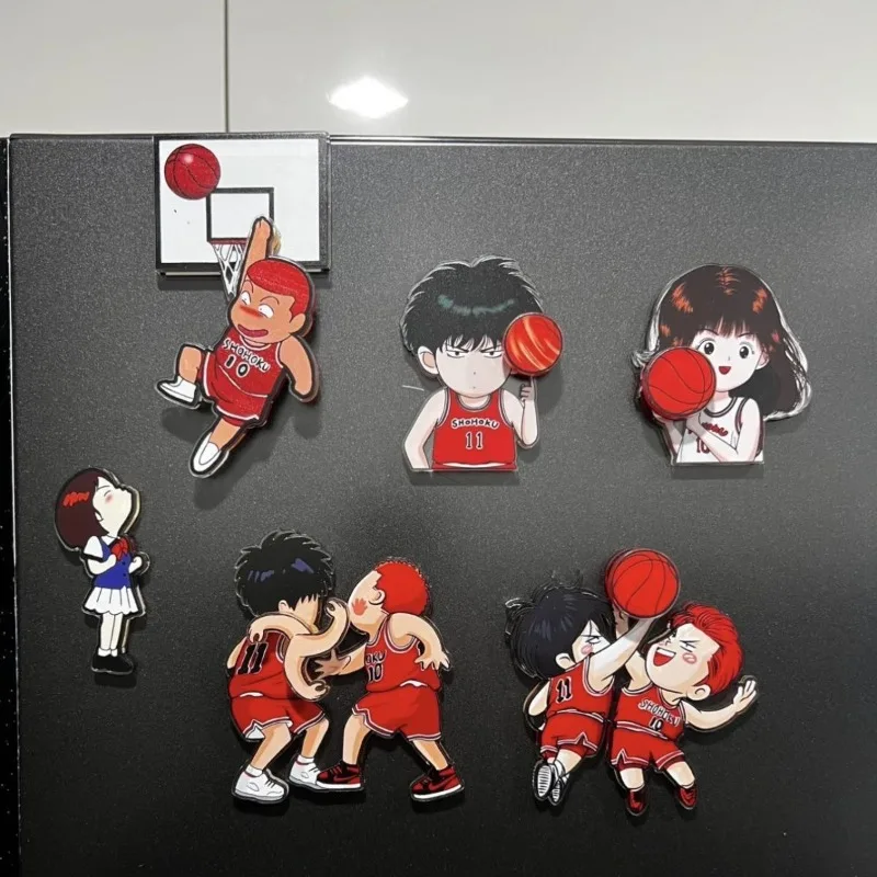 Slam Dunk rotating fridge magnet, cute, stylish, personalized, kawaii, simple cartoon magnetic fridge sticker, gift for friends - view 2