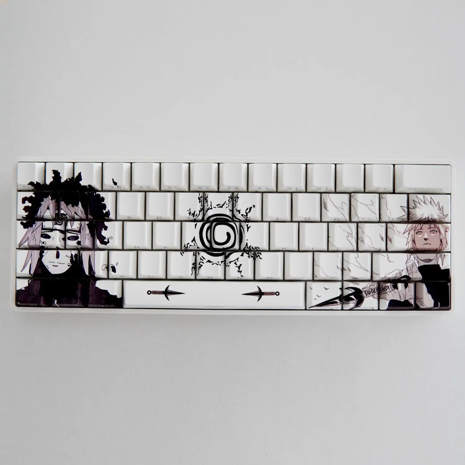 Namikaze Minato Keycap Anime Chreey Side Engraved Side Print Translucent PBT Hot Sublimation Two-dimensional Animation Keycap