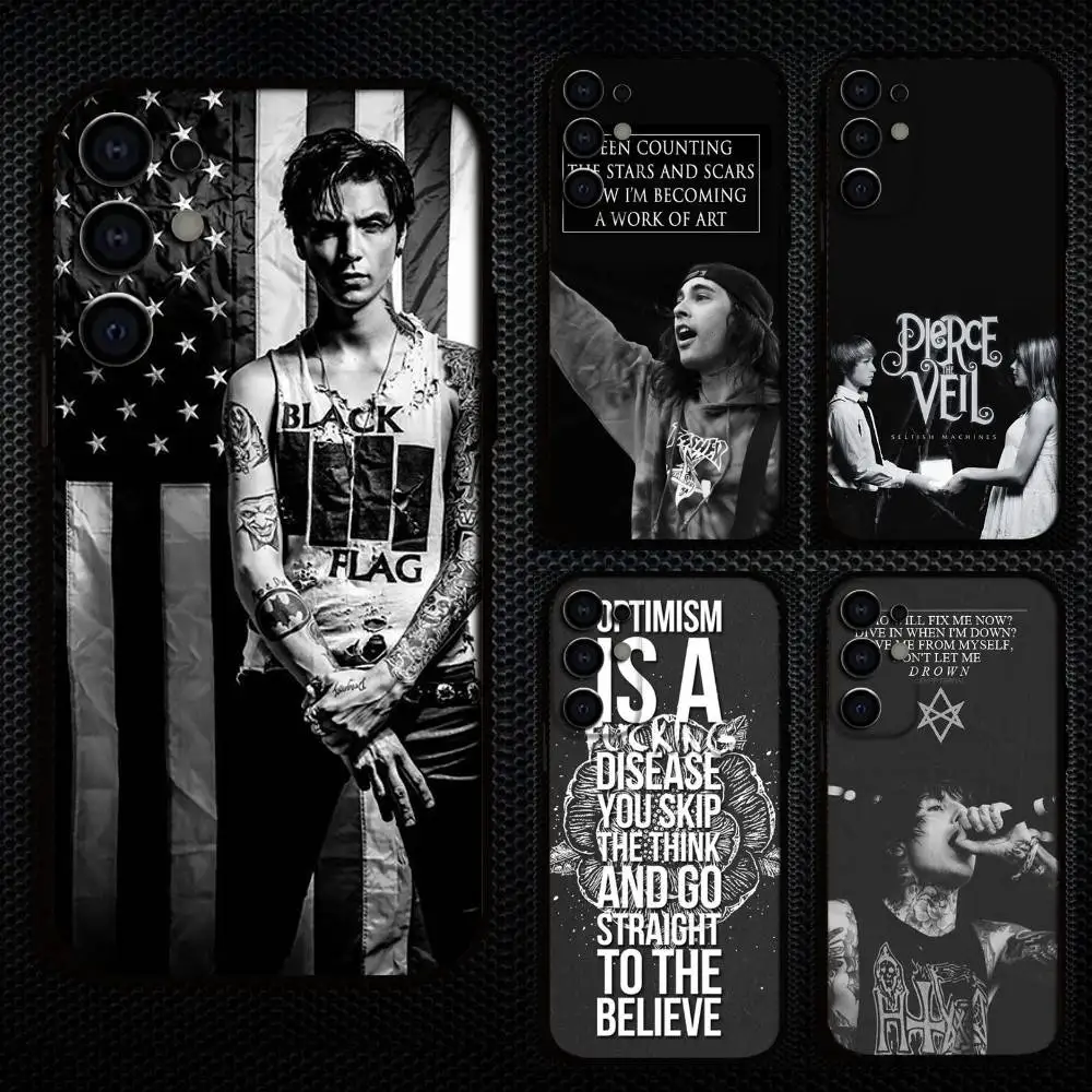 

P-Pierce The Veil Band Phone Case For Samsung S25,S24,S21,S22,S23,S30,Ultra,S20,Plus,Fe,Lite,Note,10,9,5G Black Cover