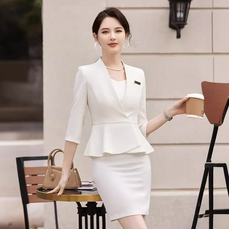 Professional Suit for Women Summer Thin Style Elegant Goddess Style Beauty Salon Jewelry Store Hotel Front Desk Workwear Summer