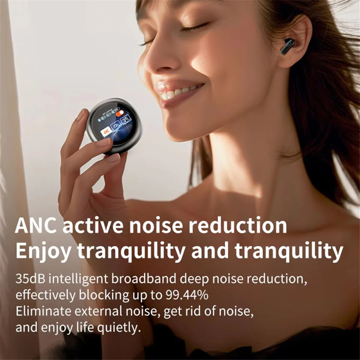 

Беспроводные наушники ANC Bluetooth 5.4, светодиодный сенсорный экран, видимые наушники, беспроводные наушники-вкладыши ENC, гарнитура с шумоподавлением