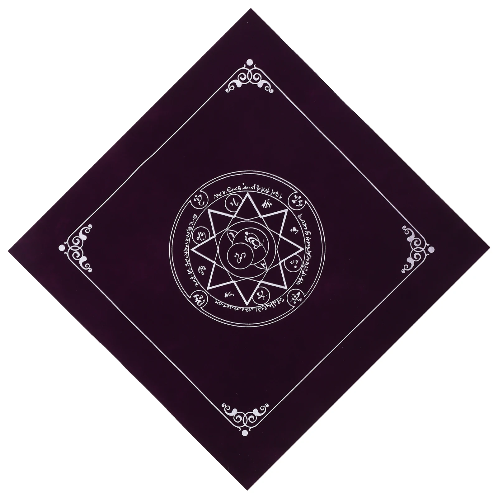 

1pc Eight Pointed Star Tablecloth Flocking Square Non Slip Lightweight Compact Tarot Divination Prop Desk Cloth
