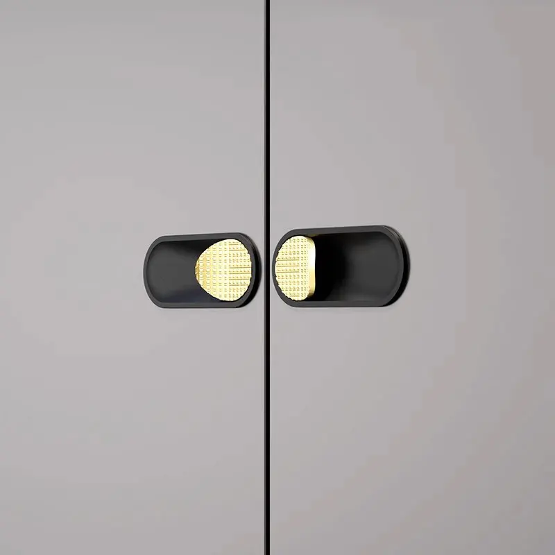 Modern Simple Embedded Kitchen Cabinet Handles Children Room Wardrobe Pulls Zinc Alloy Hidden Furniture Handles Grey Black Gold