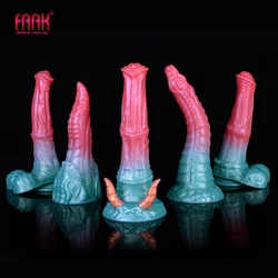 FAAK Silicone Horse Dildo With Sucker Multi Color Fantasy Dragon Penis Sex Toys For Women Female Masturbator Anal Plug