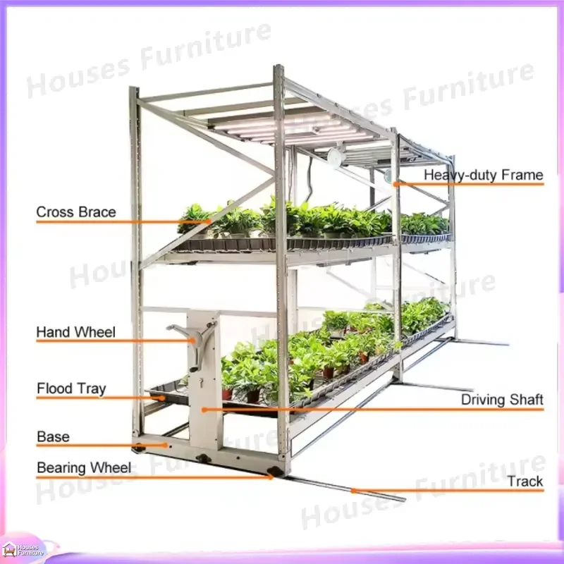 Custom Automatic Vertical Agricultural Seedling Bed Mobile Planting Rack Galvanized Steel Herb Garden Shelf Greenhouse