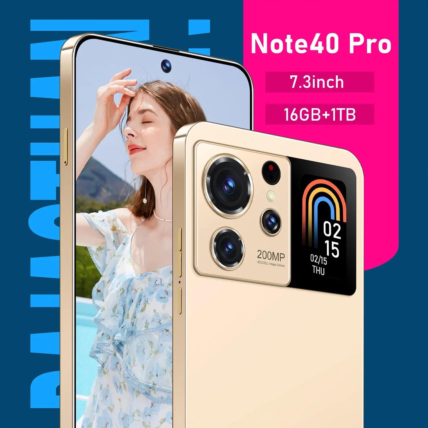 Hot Selling Note40 Pro Mobile Phone Secondary Screen Android Smartphone Cheap Portable Large Screen HD Phone Celular S22 Ultra