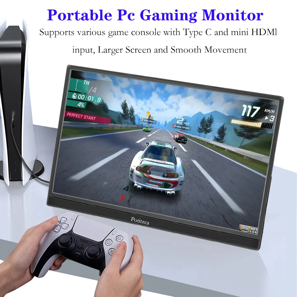 Imagem -05 - Monitor Portátil hd com Alto-falantes Embutidos Suporte Invisível Plug And Play para Jogadores de pc Laptops Telefones Celulares 17.3 Polegada