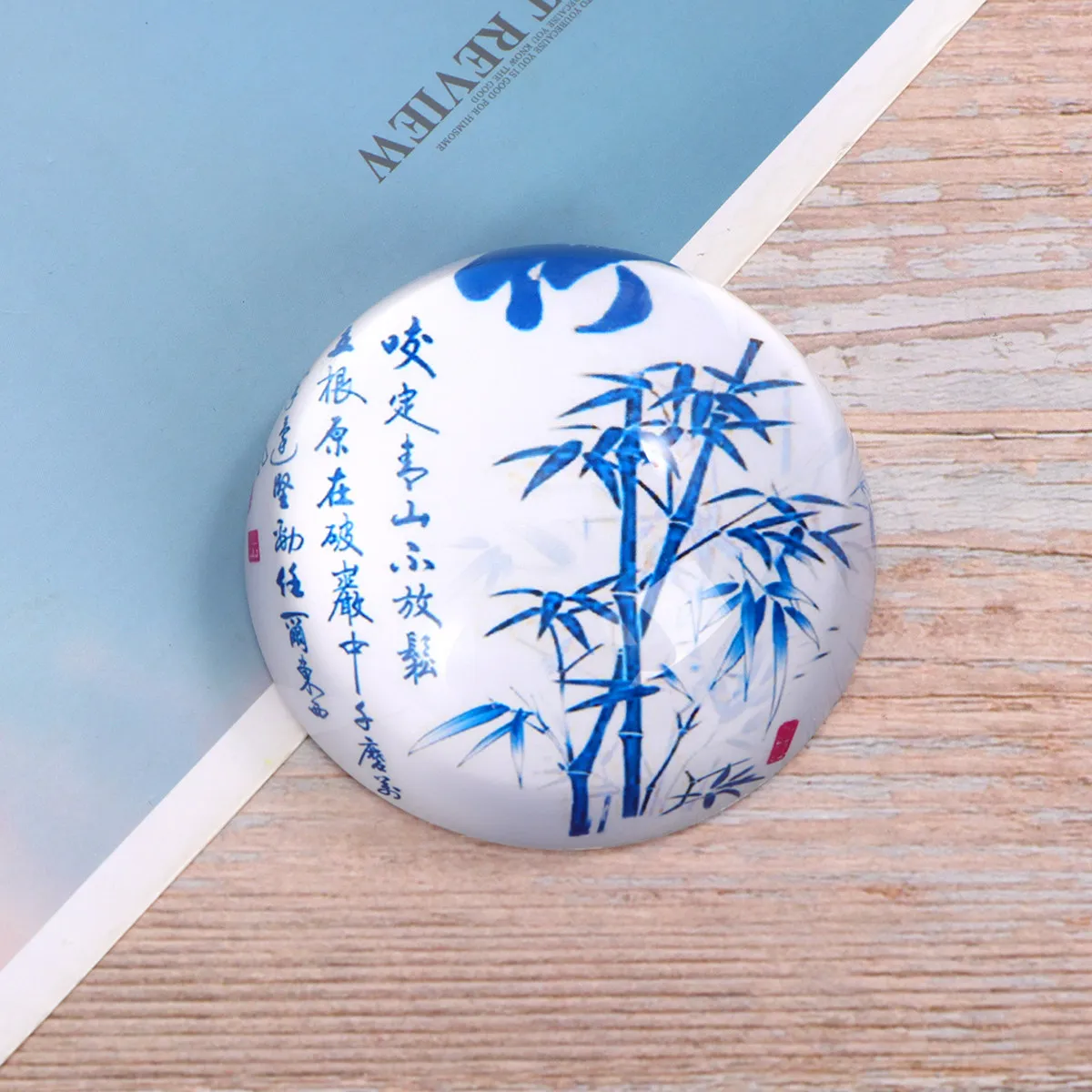 Crystal Glass Hemisphere Paperweight 70mm Heavy Solid Desk Weight for Calligraphy & Sumi Drawing