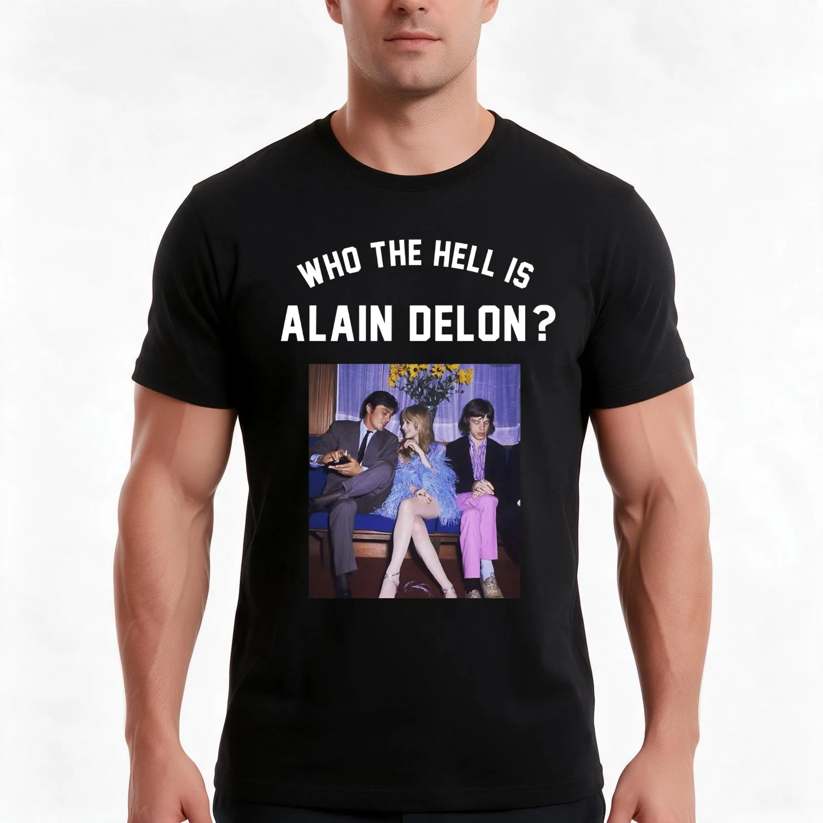 Alain Delon T-Shirt, Summer Casual Cotton Tee, Oversized Streetwear Tops, Vintage Graphic Print, Loose Fit Short Sleeve