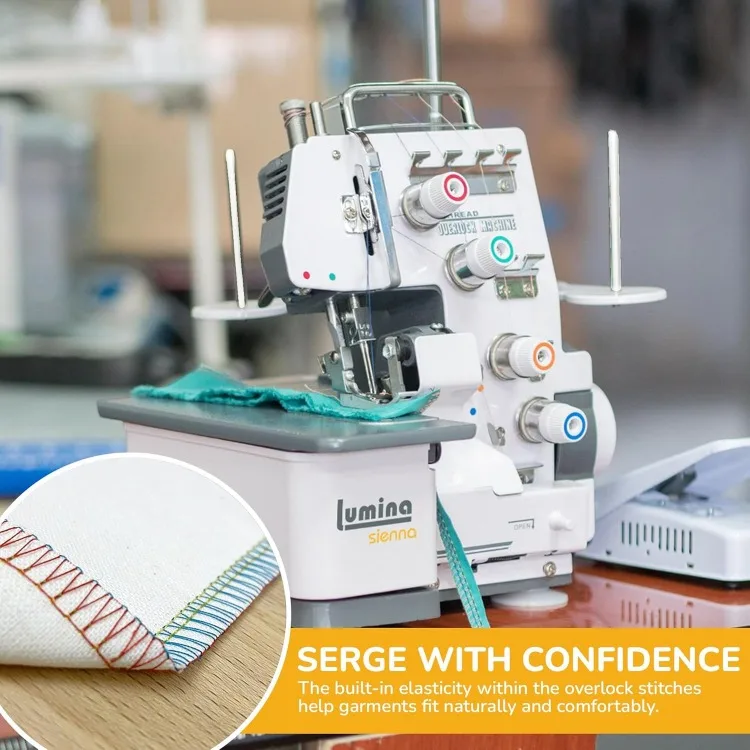 Sienna Serger Sewing Machine - Industrial Grade Sergers & Overlock Machines with Durable Metal Frame, 3-4 Serger Thread