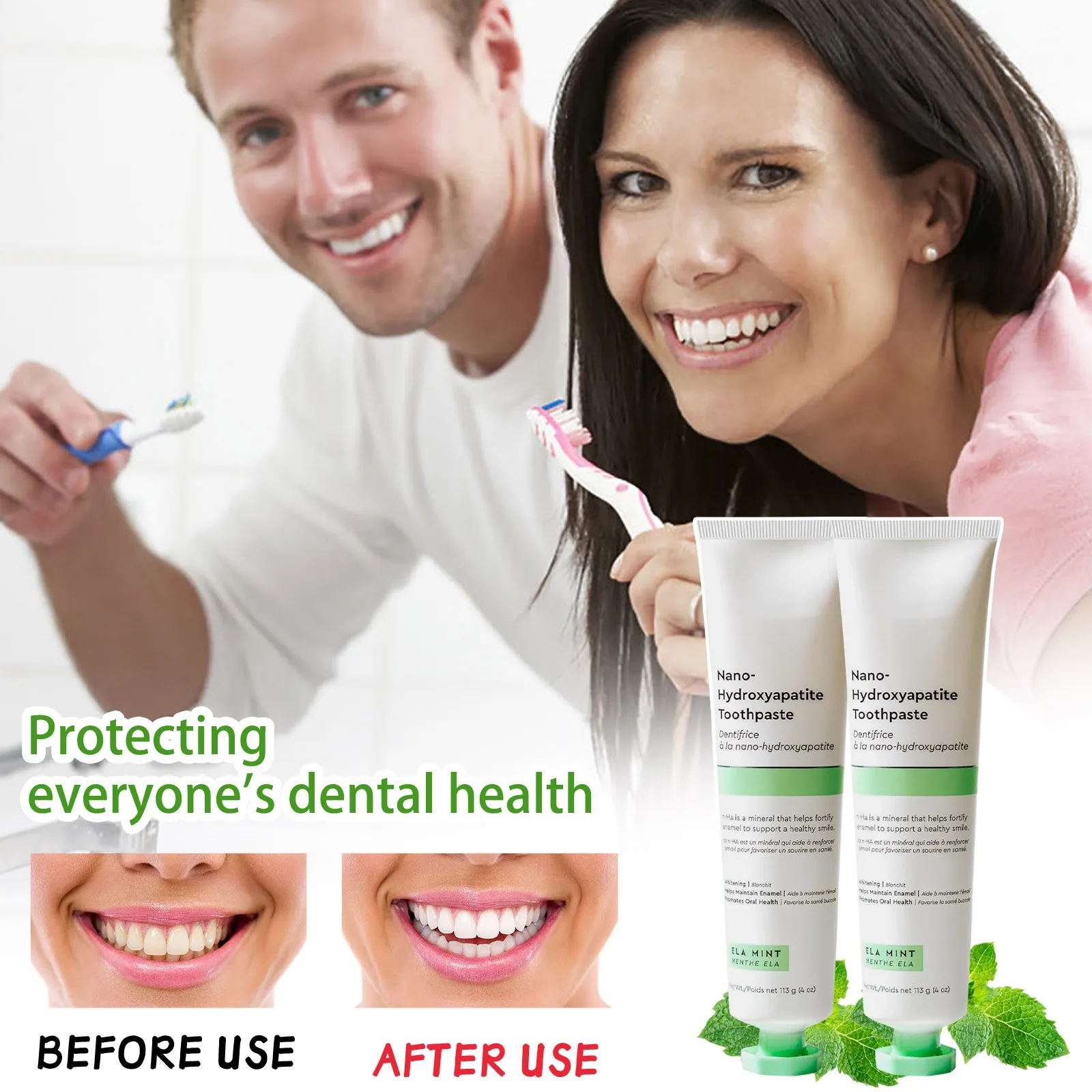 Fluoride Free Toothpaste Nano Hydroxyapatite, Stocking Stuffers Remineralizing, Whitening - Dentist Recommended for Adult, Kids