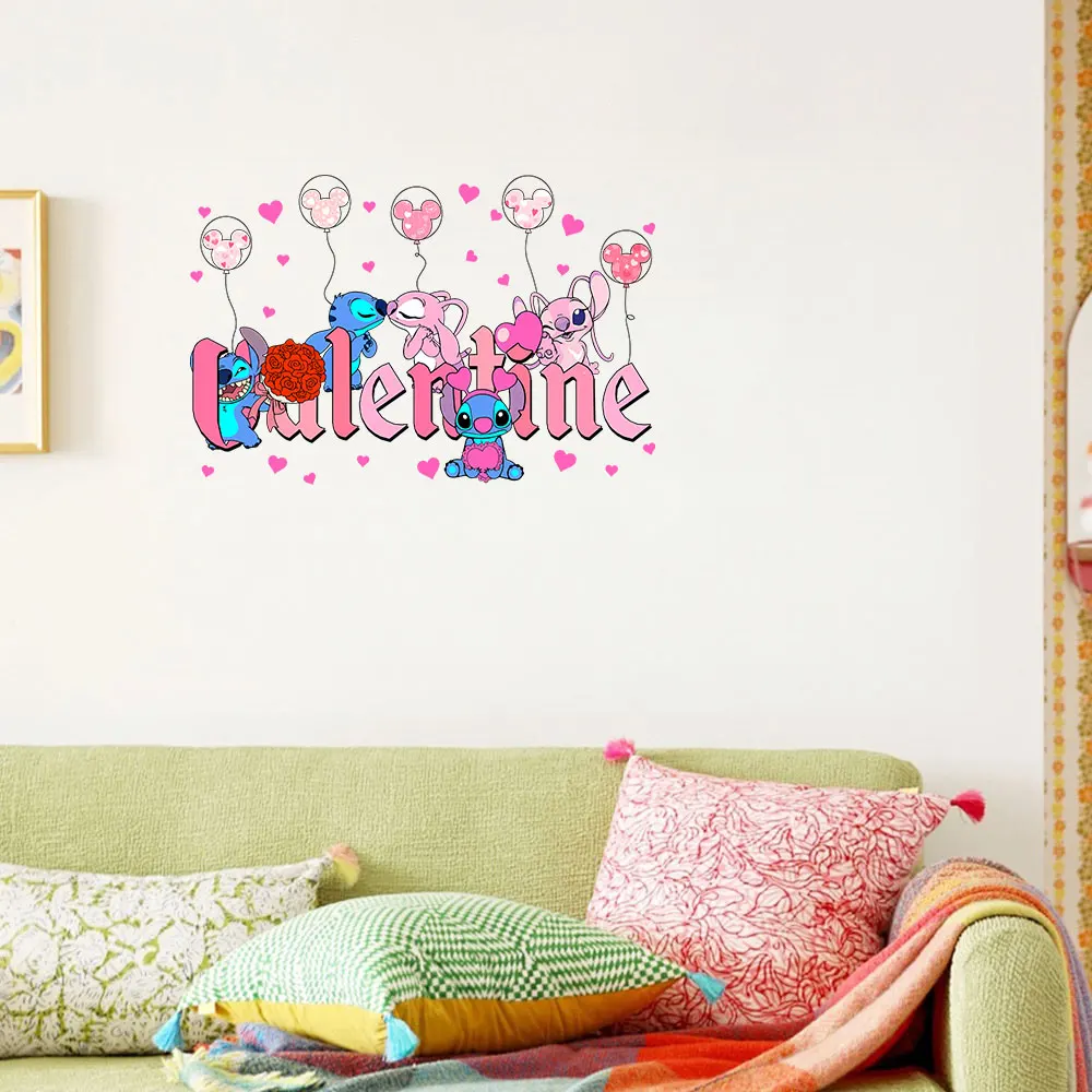 1 غرزة الملاك القلب ملصق عيد الحب الوردي رسالة ملصق الزخرفية - مناسبة للديكور المنزل، يمكن استخدامها على الداخلية، النوافذ، الشرفات، المرايا، الجدران الزخرفية #5