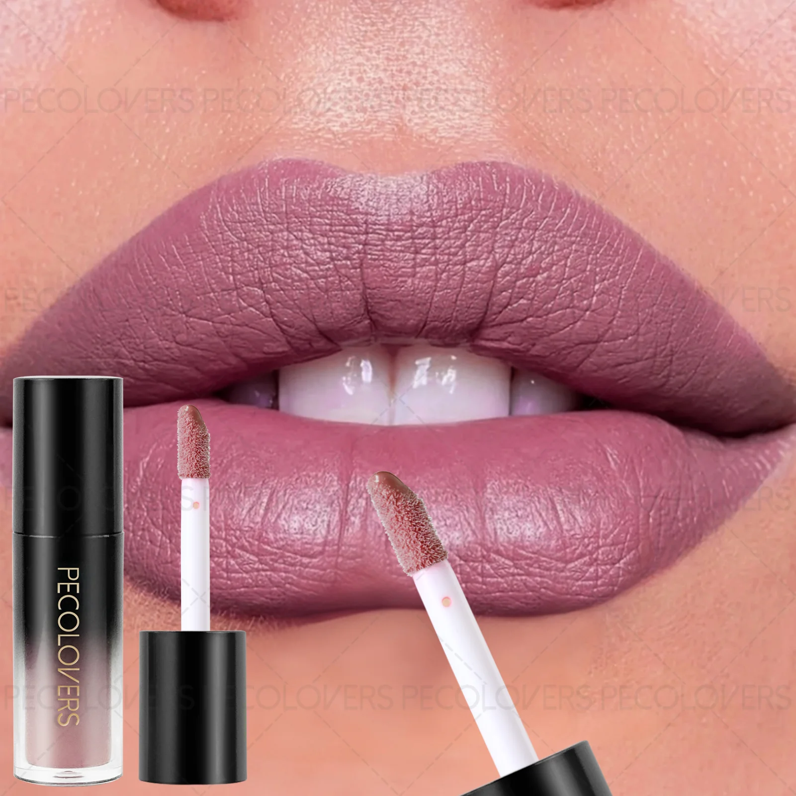 Brillo de labios de terciopelo mate Pecolover, Compatible con todos los tonos de color beige claro, Idea de regalo para el día de la madre, Maquillaje para ocasiones especiales, 1 ud.