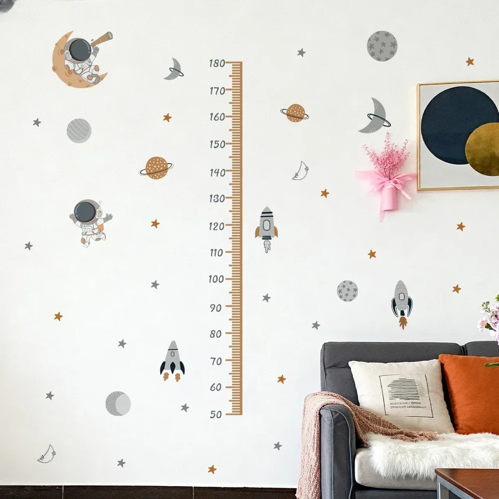Cartoon Animal Height Chart Wall Stickers PVC Waterproof Removable Decals for Living Room 60x30cm Two-Piece Set