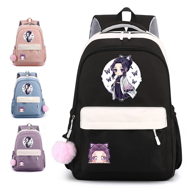 Bonito dos desenhos animados kochou shinobu mochila nova moda anime mochila adolescentes mochila casual saco de escola mochilas bonitos