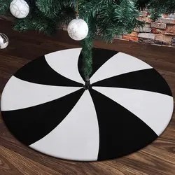 Black and White Lollipop Halloween Christmas Tree Skirt Exquisite Printed Short Plush Double-layer Tree Skirt Christmas