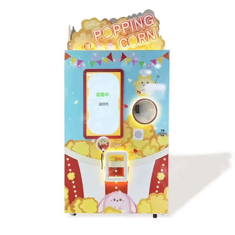 Cinema popcorn machine commercial large capacity coin operated mini automatic popcorn vending machine