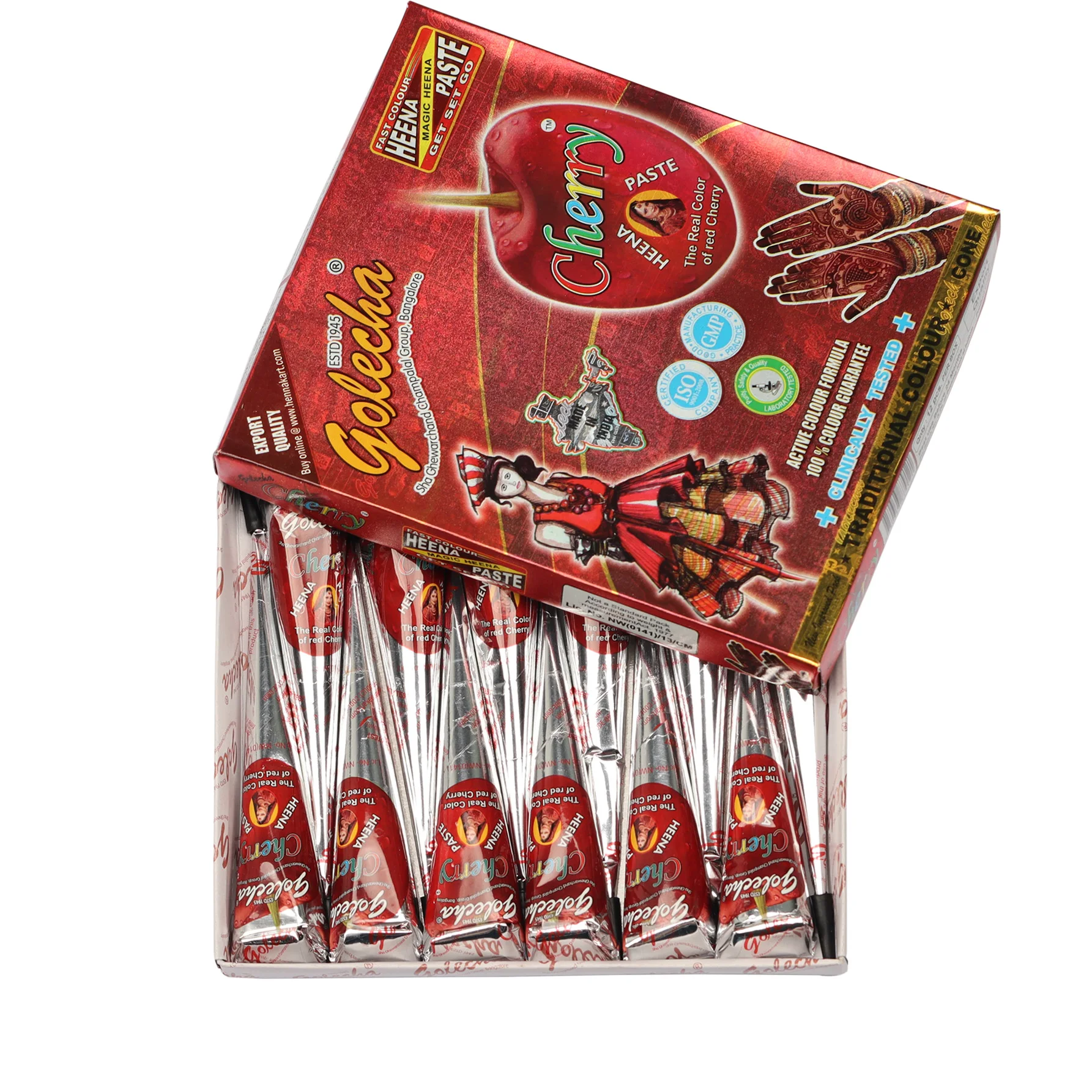 الكرز الأحمر الحناء الوشم لصق مخروط سريع اللون لا PPD الطبيعية المؤقتة هيئة الفن 25 جرام آمنة الجلد وصمة عار اختياري 1/3/12 قطعة