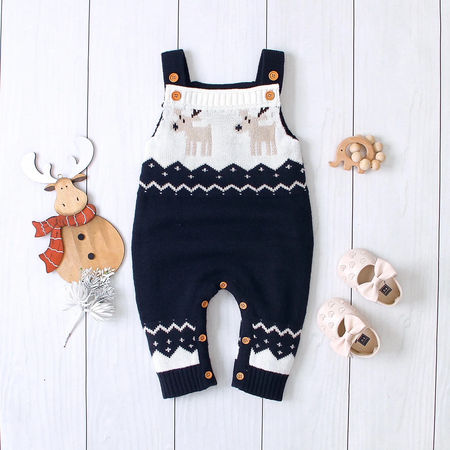 

Baby Christmas Rompers Clothes Fall Winter Sleeveless Newborn Unisex Outerwear Jumpsuits Overalls Infantil Boy Girl Knitted Wear