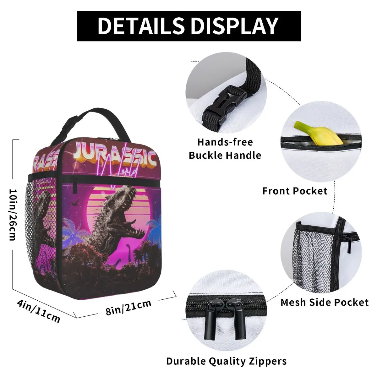 New Jurassic World Dinosaur Insulated Lunch Bag for Kids School Cooler Thermal Food Box Tote Portable Lunch Boxes Container