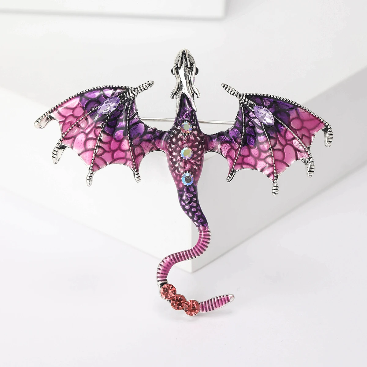 Rhinestone Dragon Brooches for Women Unisex Enamel Flying Legend Animal Pins Banquet Party Backpack Gifts Jewelry Accessories