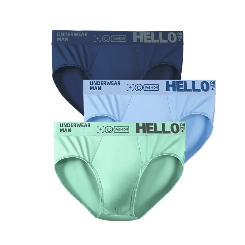 

Men's ice silk underwear printed letters trend briefs plus size fat man quick dry breathable sports boys underpants