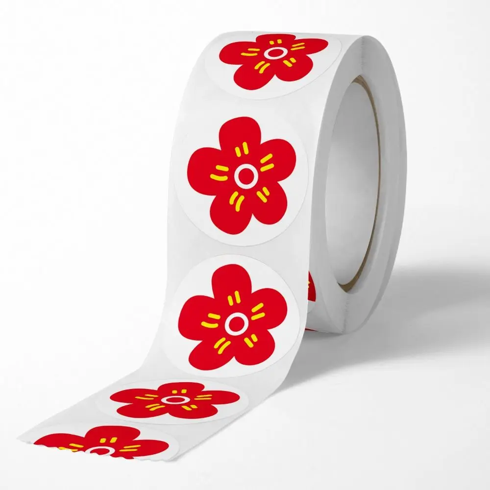 500pcs/roll Cute Little Red Flower Sticker Handmade Crafts Teacher Praise Encourage Stickers Envelope Decoration Sticker