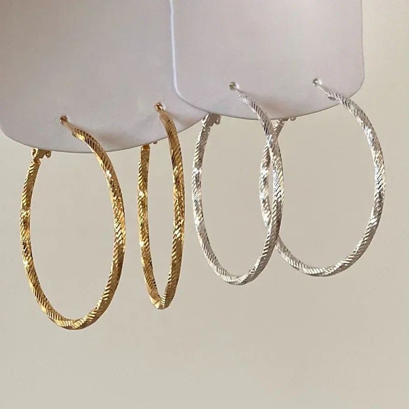 

Real 925 Sterling Silver 18K Gold Twisted Round Hoop Earrings for Women Minimalist Trendy Fine Jewelry Exaggerated Accessory