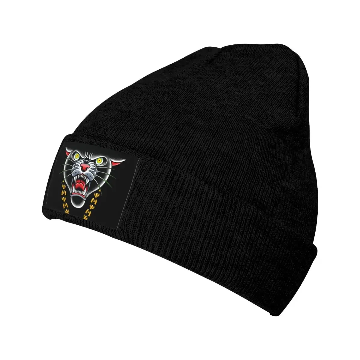 Gothic Traditional Tattoo Panther Head Beanie Cap Unisex Winter Warm Bonnet Femme Knitted Hats Outdoor Ski Skullies Beanies Caps