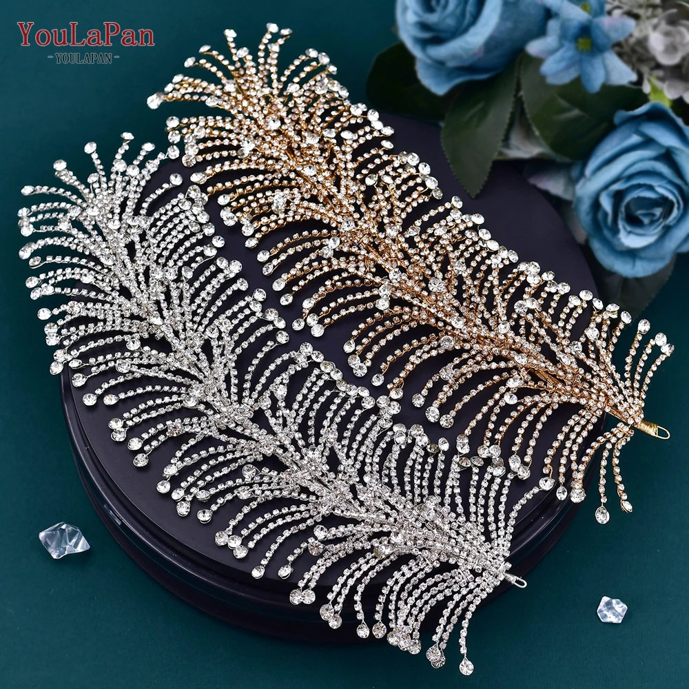 

YouLaPan Handmade Woman Headband for Party Wedding Hair Accessories Silver Gold Color Bride Headwear Pageant Head Piece HP378