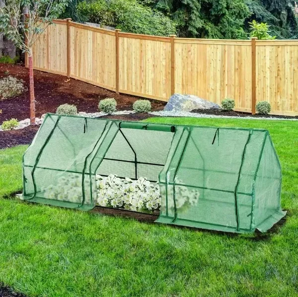 

Portable Tunnel Greenhouse Outdoor Garden Mini Hot House with Zipper Doors & Water/UV Cover 9' L x 3' W x 3' H